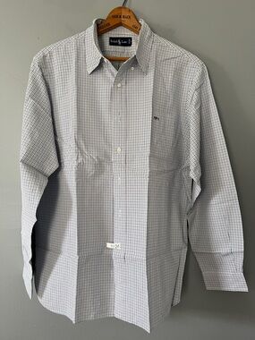 Ralph Lauren White and Navy Micro-Check Dress Shirt